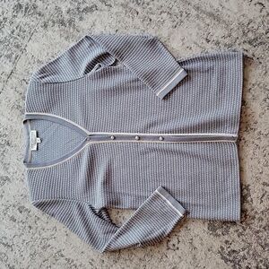 St. John Collection by Marie Gray striped shoulder padded button down cardigan